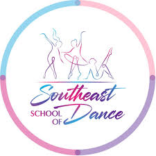 Logo of Southeast School of Dance with abstract dance figures and colorful border